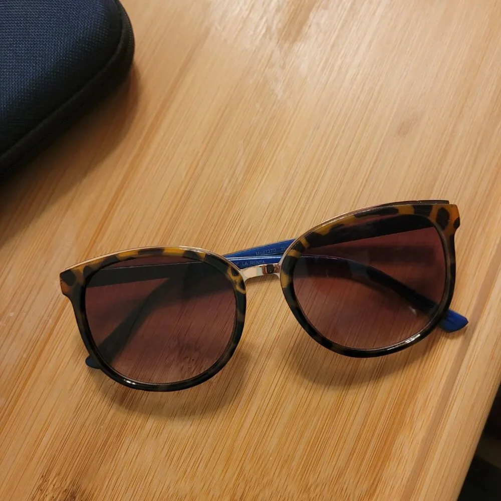 Tortiose Shell Sunglasses Oscar De La Renta Blue & Brown  MOD 1270 200 Womens - Picture 2 of 15